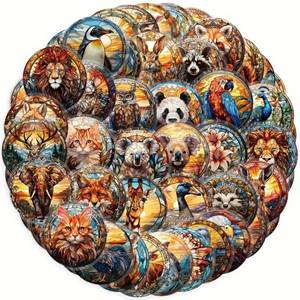 lot 79B image: 50 Brand New Stained Glass Animal Themed Stickers N