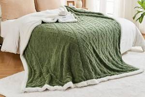 lot 81B image: Brand New Cozy Green Sherpa Blanket N