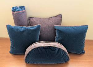 lot 73 image: Arabelle Taggert Velvet and Tapestry Fabric Custom Upholstered Accent Pillows