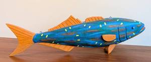 lot 57 image: Colorful Painted Wood Hanging Fish