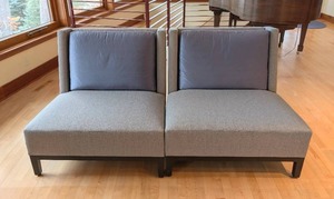 lot 7 image: Pair of Christian Liaigre for Holly Hunt Custom Upholstered Latin Chairs