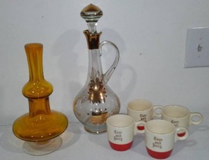 lot 302 image: Mid Century Modern Decanter, Vase And More.