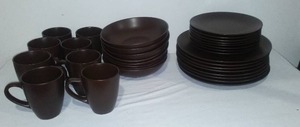 lot 325 image: Brown Stoneware Place Setting For 8.