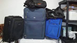 lot 376 image: Large Lot Of Leather Bags And Suitcases.