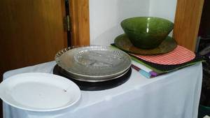 lot 428 image: Vintage Anchor Hocking Avocado Green Platter, Bowl And More