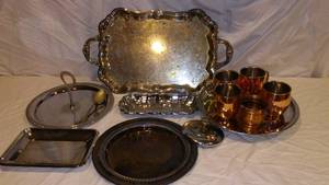 lot 569 image: Silver and Copper Serving Trays