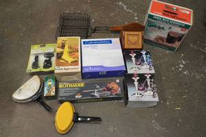 Assorted Housewares -Corningware, Candle Sticks, Rotisserie