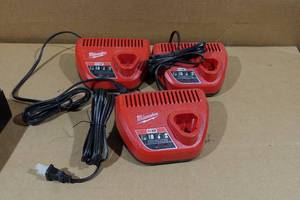3 Milwaukee M12 Battery Chargers