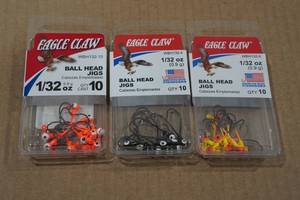 3 Eagle Claw 10-Packs Ball Head Jigs
