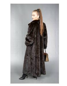 Ladies Fully Let Out German Designer Natural Female Ranch Mink Coat - Large