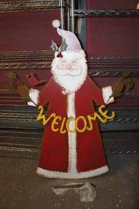 Metal Santa Welcome Sign