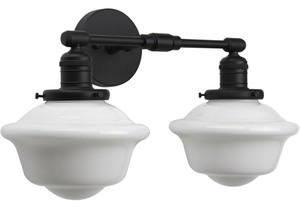 Pathson 2-Light Milk White Glass Wall Sconce -Black
