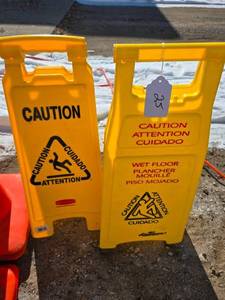 lot 25 image: (2) Two - Wet Floor signs and (4) Four - Traffic Cones