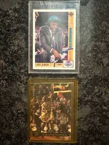 LOT of (2) Larry Johnson 1991 Upper Deck Rookie #2, 1993 Grandmama Converse 1 of 10