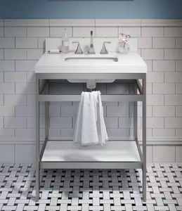 Melton 30 W x 21 D Bath Vanity in Brushed Nickel with Engineered Vanity Top in White with White Sink