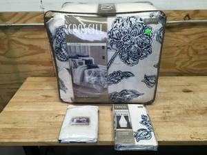 Lot of  Queen Bedsheet Set, Shams and Matching Valance
