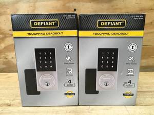 Lot of 2 - Defiant Touchpad Deadbolts In Satin Nickel