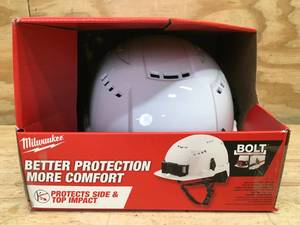 Milwaukee Bolt White Type 2 Class C Front Brim Vented Safety Helmet