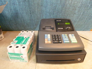 lot 29 image: Sharp Electronic Cash Register and Thermal Paper Rolls