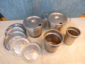 lot 34 image: 4 Stainless Steel Insert Pots and Lids