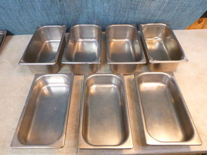 lot 38 image: 7 Stainless Steel Steam Table Pans