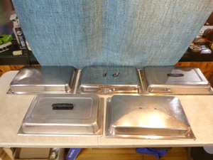 lot 41 image: 5 Stainless Steel Steam Table Lids