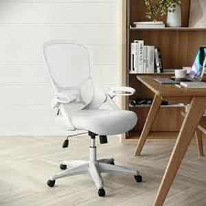 Carnegy Avenue Porter High Back Mesh Swivel Ergonomic Office Chair in White with Flip-Up Arms  Customer Returns See Pictures