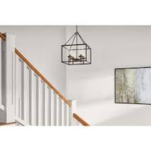 lot 3 image: Hampton Bay Lainey 4-Light Bronze Chandelier Light Fixture with Clear Glass Shades  Customer Returns See Pictures