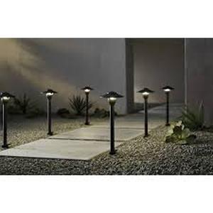 lot 9 image: Hampton Bay 552 Lumen Low Voltage Integrated LED Black Outdoor Landscape Path Light Kit (6-Pack)  Customer Returns See Pictures