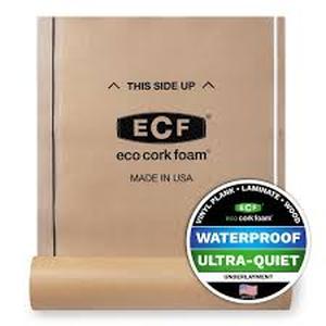 lot 22 image: Eco Cork Foam 75 sq. ft. 3 ft. x 25 ft. x 3.2 mm Waterproof Premium Plus 10-in-1 Underlayment - Vinyl Plank, Laminate, Engineered Wood    Customer Returns See Pictures