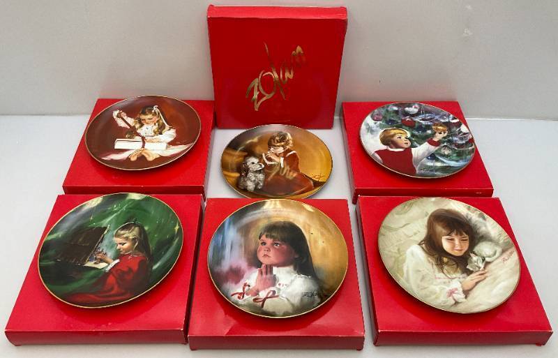lot 165 image: 1980s Pemberton & Oakes Collectible (Donald Zolans) Children Themed 10 Plate In Original Box (NOS) & More