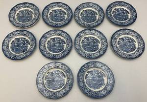 lot 116 image: 10 Vintage LIBERTY BLUE Staffordshire England Ironstone 6 Plates Monticello