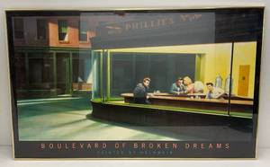 lot 200 image: Vintage Boulevard Of Broken Dreams Framed Behind Glass Print 29 14 x 47 14