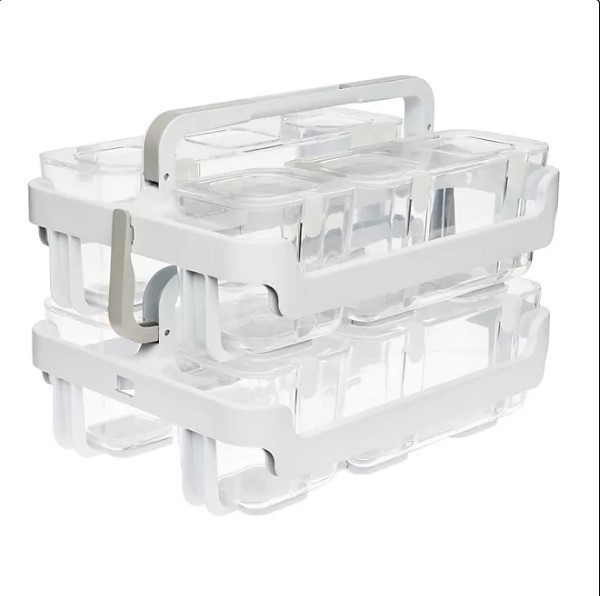 lot 428 image: NEW Deflecto Stackable Storage Caddy Organizer, 3 Containers, WhiteClear, 2 Pack
