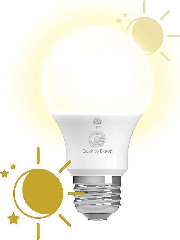 lot 406 image: NEW 2 Pack of GE Lighting LED Dusk to Dawn Outdoor Light Bulb, Soft White, Automatic OnOff Light Sensing A19 Light Bulbs