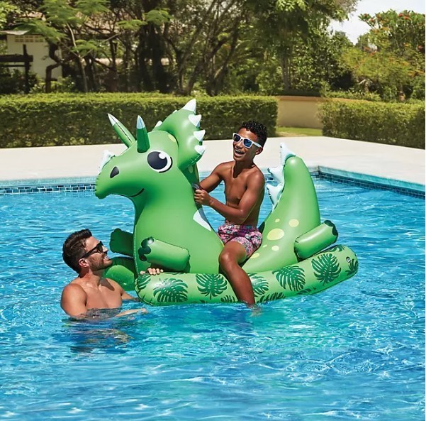 lot 433 image: NEW Members Mark Novelty Ride-On Pool Float - Dino
