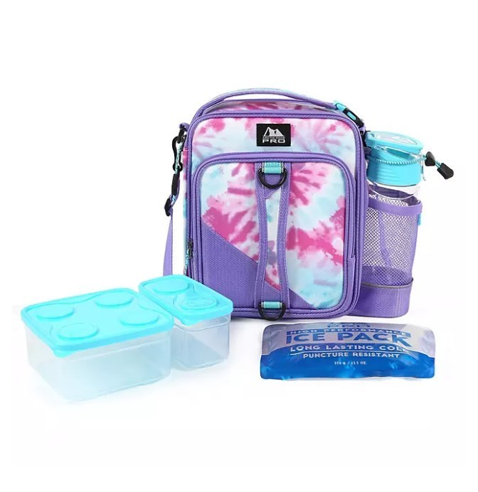 lot 287 image: NEW Arctic Zone Pro Expandable Lunch Box - Spiral Tie-Dye Purple