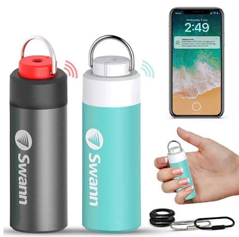 lot 283 image: NEW Swann ActiveResponse Smart Mobile Personal Safety Alarm 2-Pack with Free SMS Alerts and Loud Siren