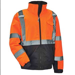lot 209 image: NEW Ergodyne GloWear 8377 Hi-Vis Winter Bomber Jacket - Type R, Class 3 ORANGE 3XL