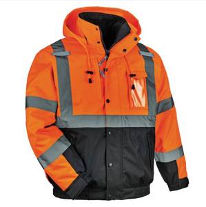 lot 216 image: NEW Ergodyne GloWear 8381 4-in-1 Hi-Vis Winter Bomber Jacket - Type R, Class 3 Orange XL