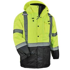 lot 830 image: NEW Ergodyne GloWear 8384 Hi-Vis Winter Jacket Quilted Parka - Type R, Class 3 LIME MEDIUM