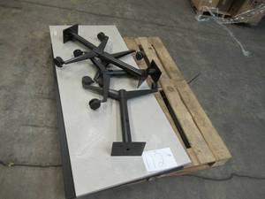 lot 112 image: 2 Unassembled Tables with Roller Legs - Missing Bolts
