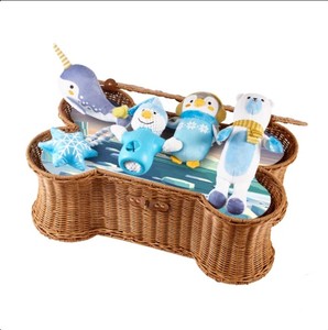 lot 443 image: NEW Buddy Buddy Dog Bone Basket and 5-piece Arctic Dog Toy Set - Broken Handle