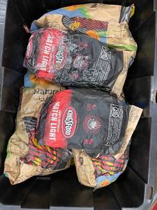 Assortment of Charcoal Bags Including Kingsford Match Light and Wild Harvest Natural Wood