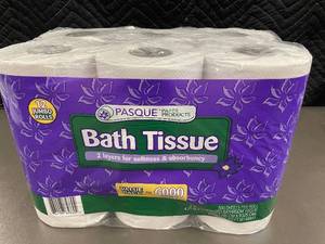 Pasque Bath Tissue - 12 Jumbo Rolls, 2-Ply Embossed, 6000 Sheets