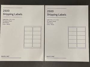 Box of 2500 White Shipping Labels - 2in x 4in - 10 LabelsSheet