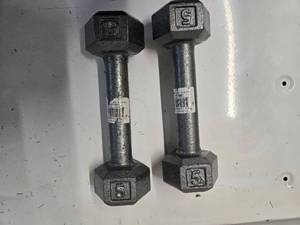 lot 22 image: Lot of a Pair of 5LB Metal Dumbbells (Used, Good Condition)
