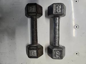 lot 24 image: Lot of a Pair of 5LB Metal Dumbbells (Used, Good Condition)