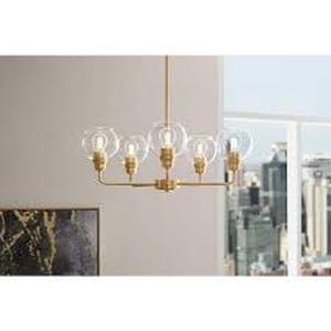 Hampton Bay Florabelle 5-Light Chandelier Gold Clear Globe Glass Shades  Customer Returns See Pictures