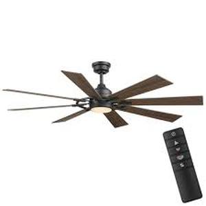 Home Decorators Collection Makenna 60 in. IndoorOutdoor Matte Black Ceiling Fan with Integrated LED with Light Kit, DC Motor and Remote  Customer Returns See Pictures
